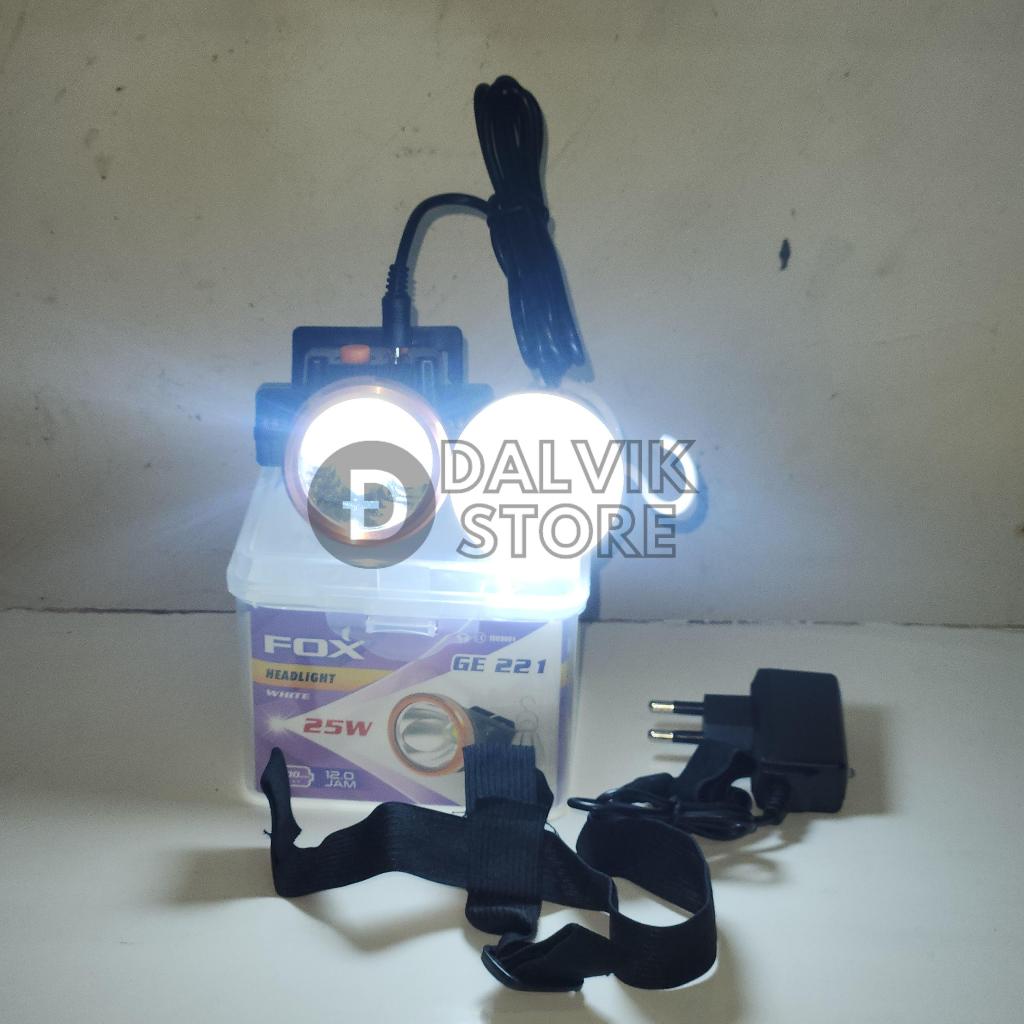 SENTER KEPALA FOX GE-221 25 WATT TAHAN AIR PAKET LAMPU LED