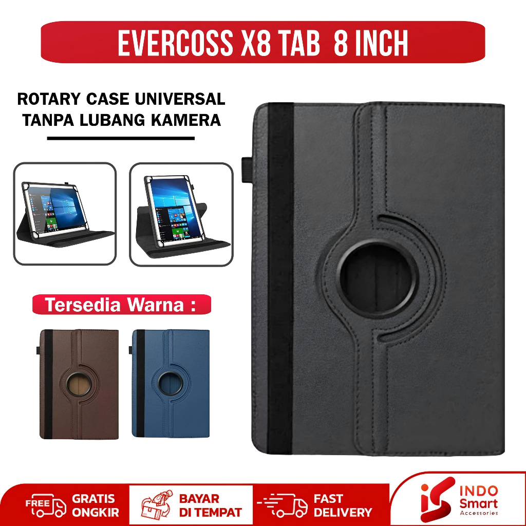 Evercoss X8 Tab / Evercoss Tablet Android X8 / Case Evercoss X8 Tab / 8 Inch Rotary Flip Book Cover 