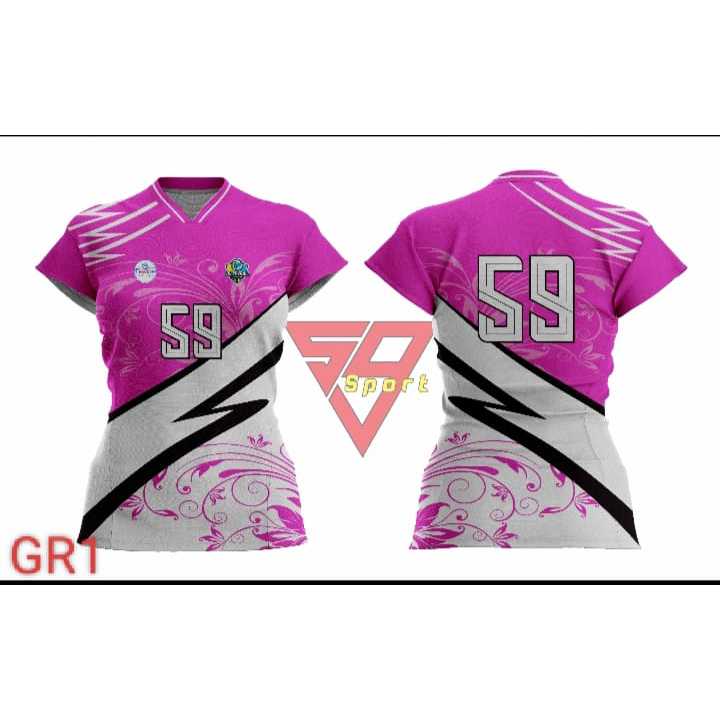 ATASAN JERSEY VOLI WANITA BAJU VOLI CELANA VOLI WANITA FULLPRINTING GRATIS PAKE NAMA SENDIRI NOMOR L