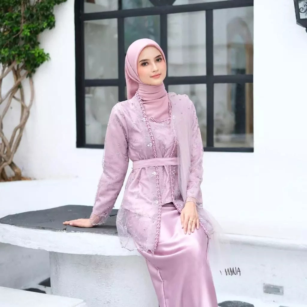 Kebaya Modern Suhita Satu Set Setelan Atasan Rok Dan Selendang Fashion Gamis Muslim Wanita Baju Pest