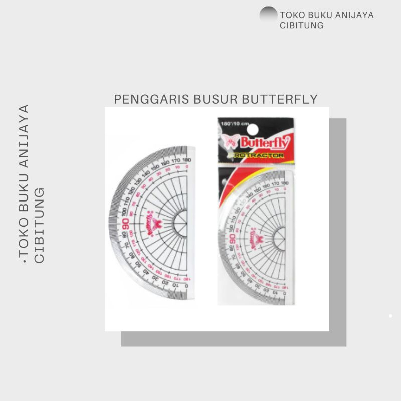 

PENGGARIS BUSUR PLASTIK 180 DERAJAT BUTTERFLY Alat Kantor