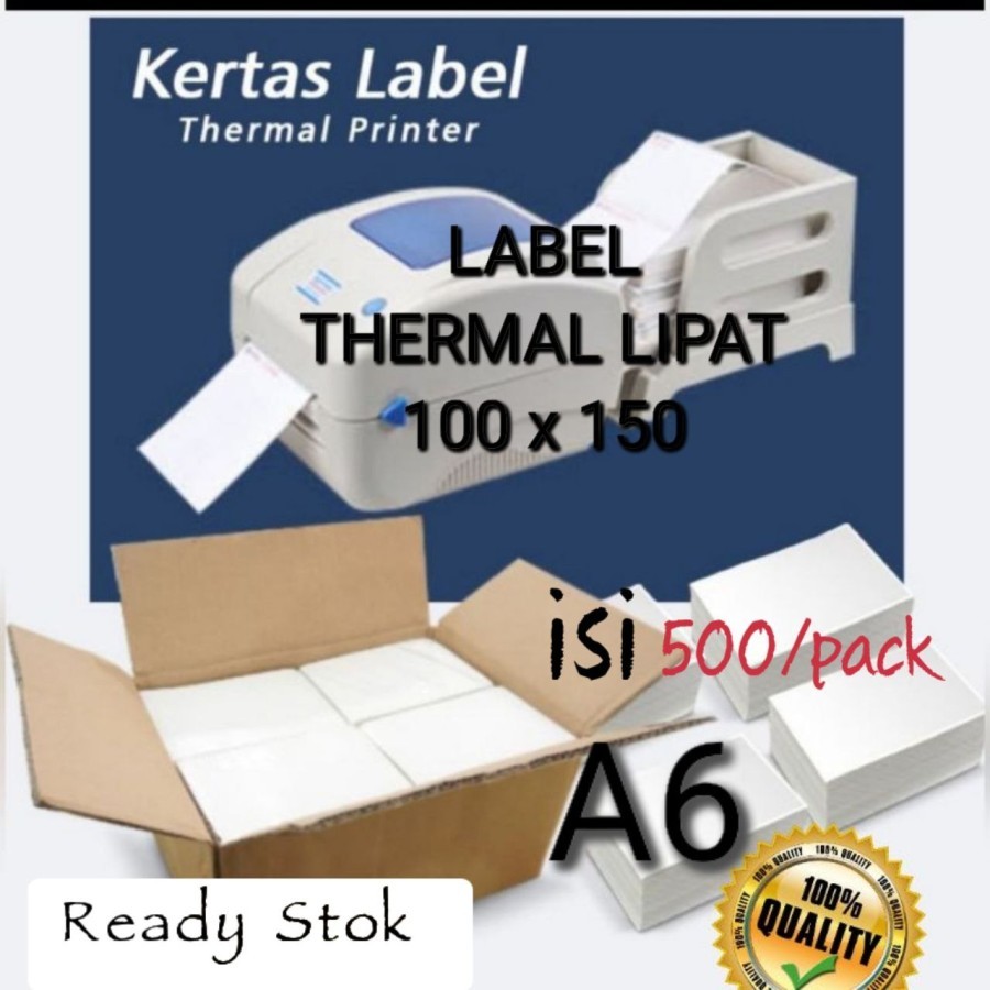 

FG STORE KERTAS THERMAL A6 LIPAT ISI 500 PCS 100X150MM 10X15CM LABEL STICKER BARCODE LABEL PRINT 500PCS 100 X 150 MM 10 X 15 CM