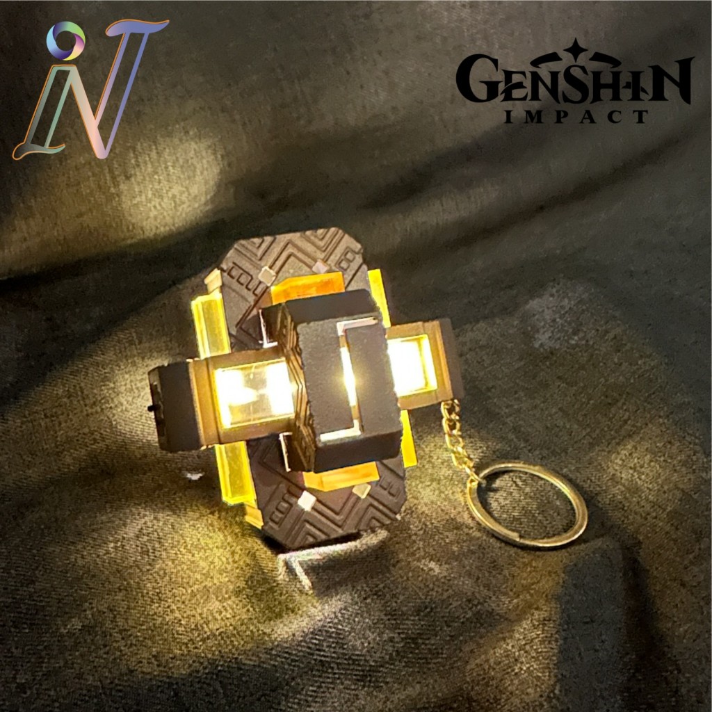 Zhongli Elemental Burst Dekorasi/Keychain Genshin Impact Merchandise Toy Figure with LED Light
