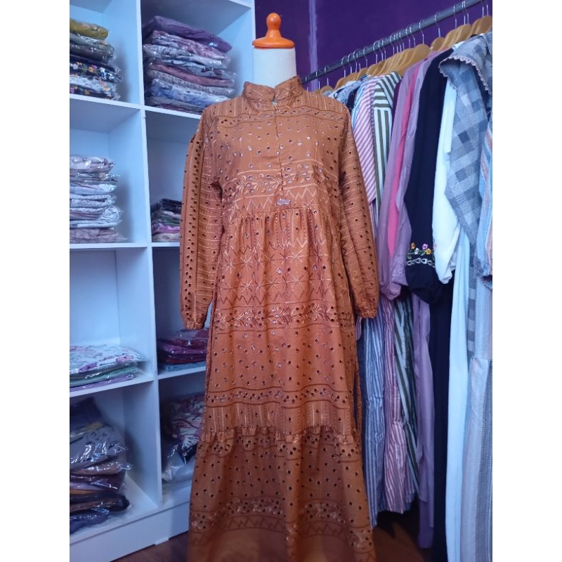 Termurah Gamis katun bordir bolong