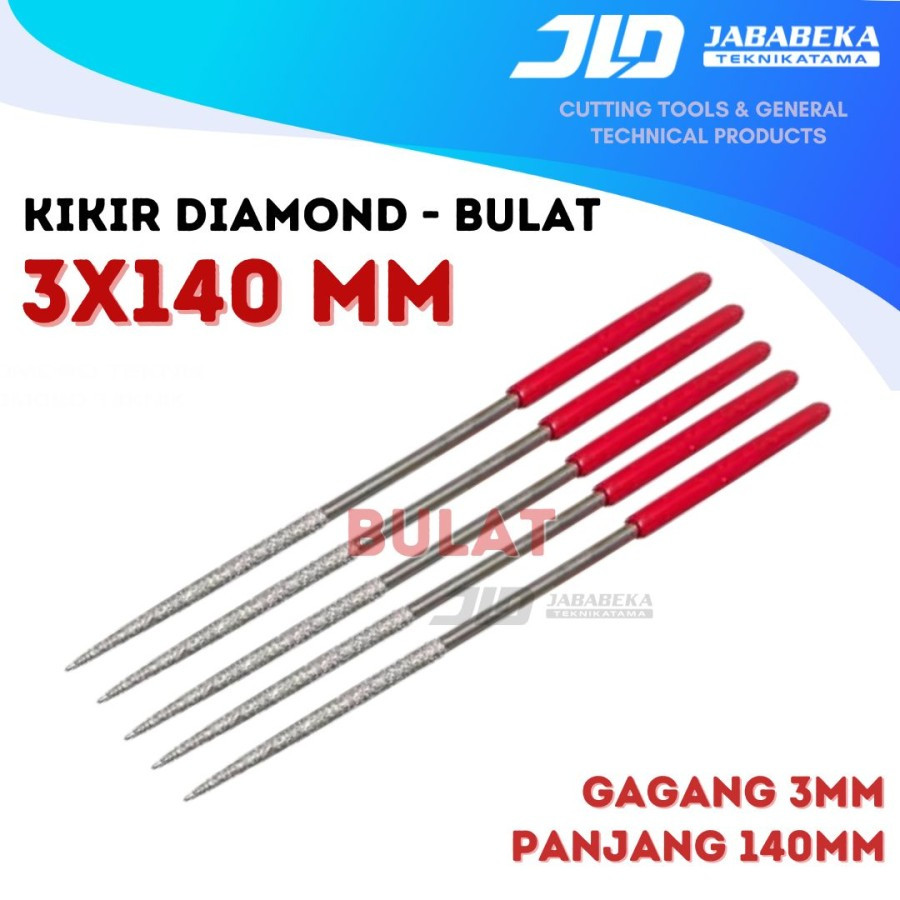 Kikir 3 x 140 mm BULAT Diamond Files Set 5 PCS Gagang 3 mm 3x140 mm Kikir Asah Intan Mini Diamond Ca