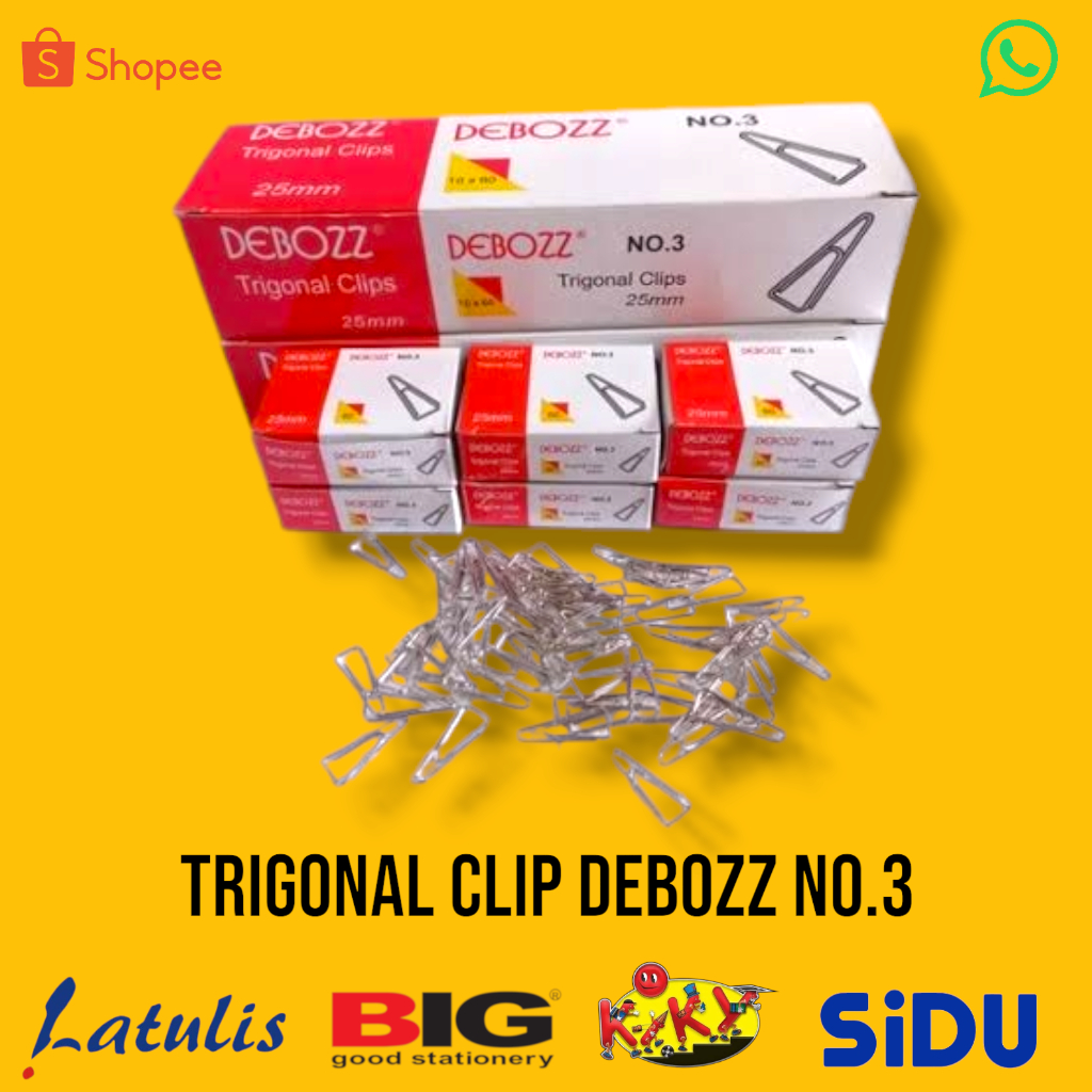 

TRIGONAL COLOR CLIPS DEBOZZ NO.3 / Penjepit kertas berwarna No.3C DEBOZZ (1Pack)