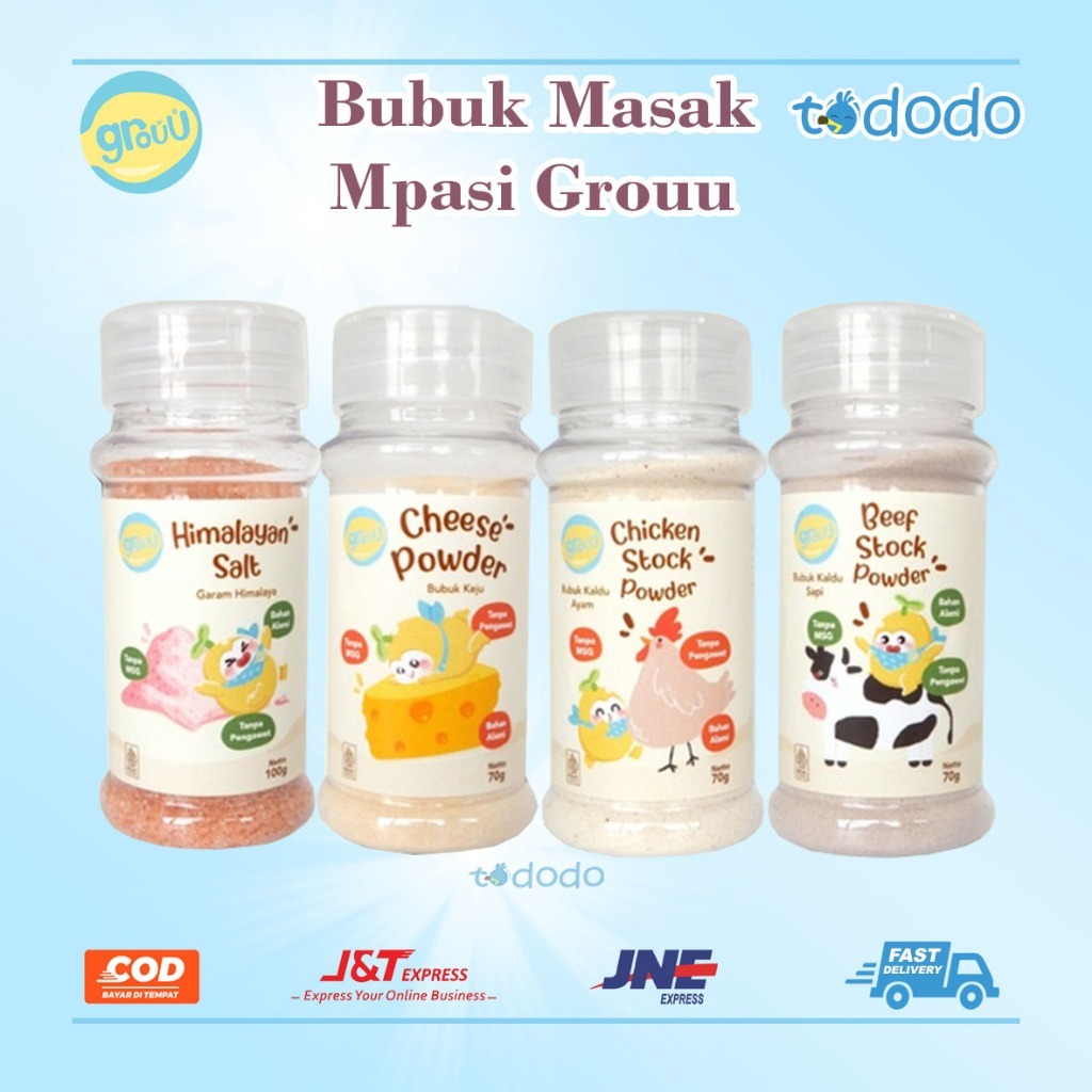 

Bubuk Masak MPASI Grouu - Cooking Powder /(Bawang Putih, Keju, Kaldu Sapi, Rumput Laut, Kari, Kaldu Jamur, Gula Kelapa, Garam)