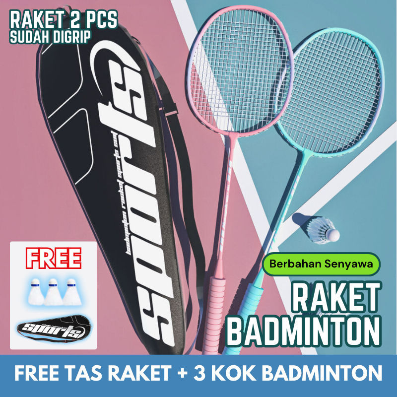 BBAK Raket Badminton isi 2pcs Raket Bulu Tangkis Alat Olahraga Racket Badminton Original XTRA KOK BU