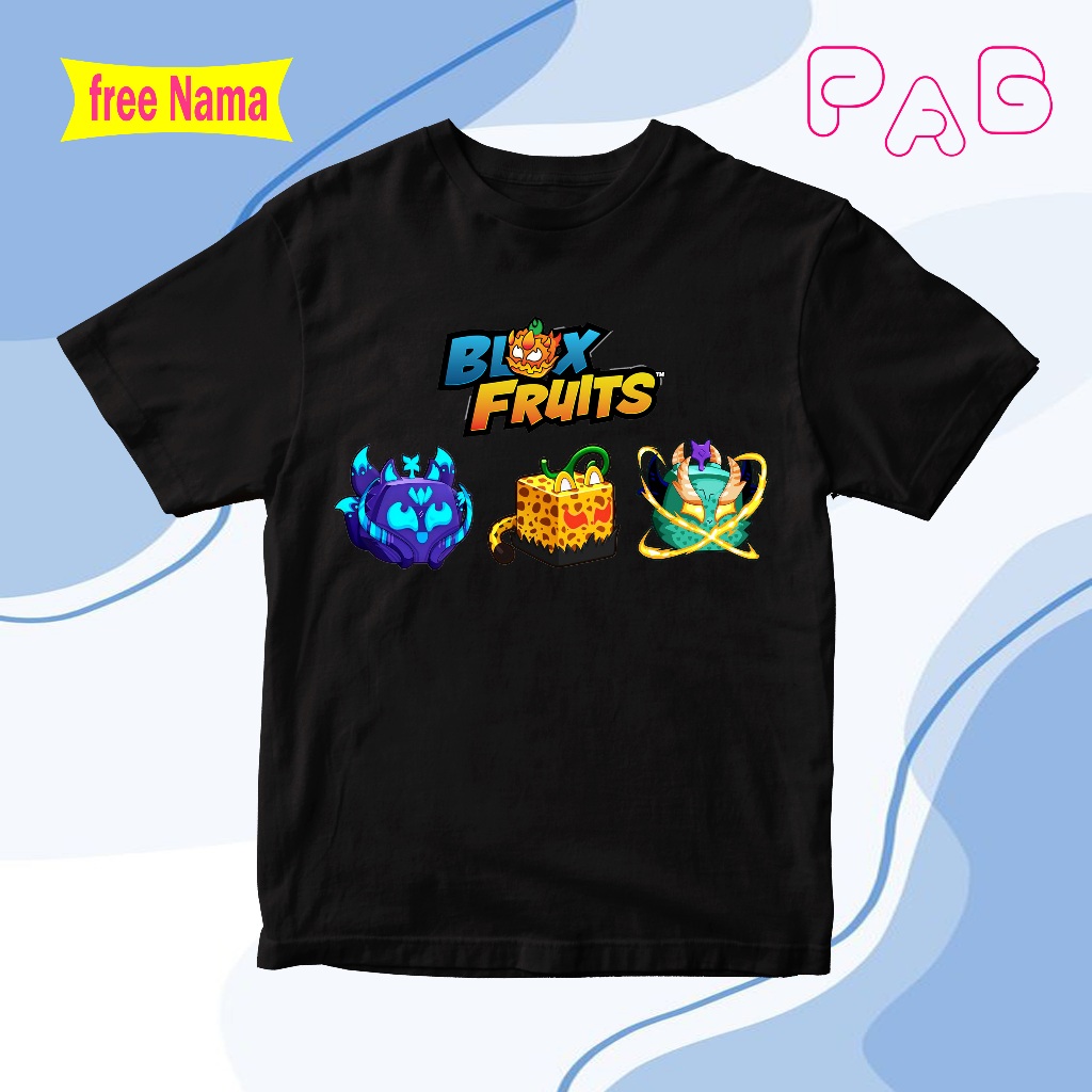 Baju anak kaos anak atasan motif gambar blox fruit kitsune - leopard - dragon roblox