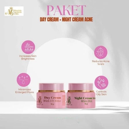PROMO PAKET DAY CREAM NIGHT CREAM ACNE MBC ORIGINAL MANDELA BEUTY SKINCARE BUNDLING ACNE