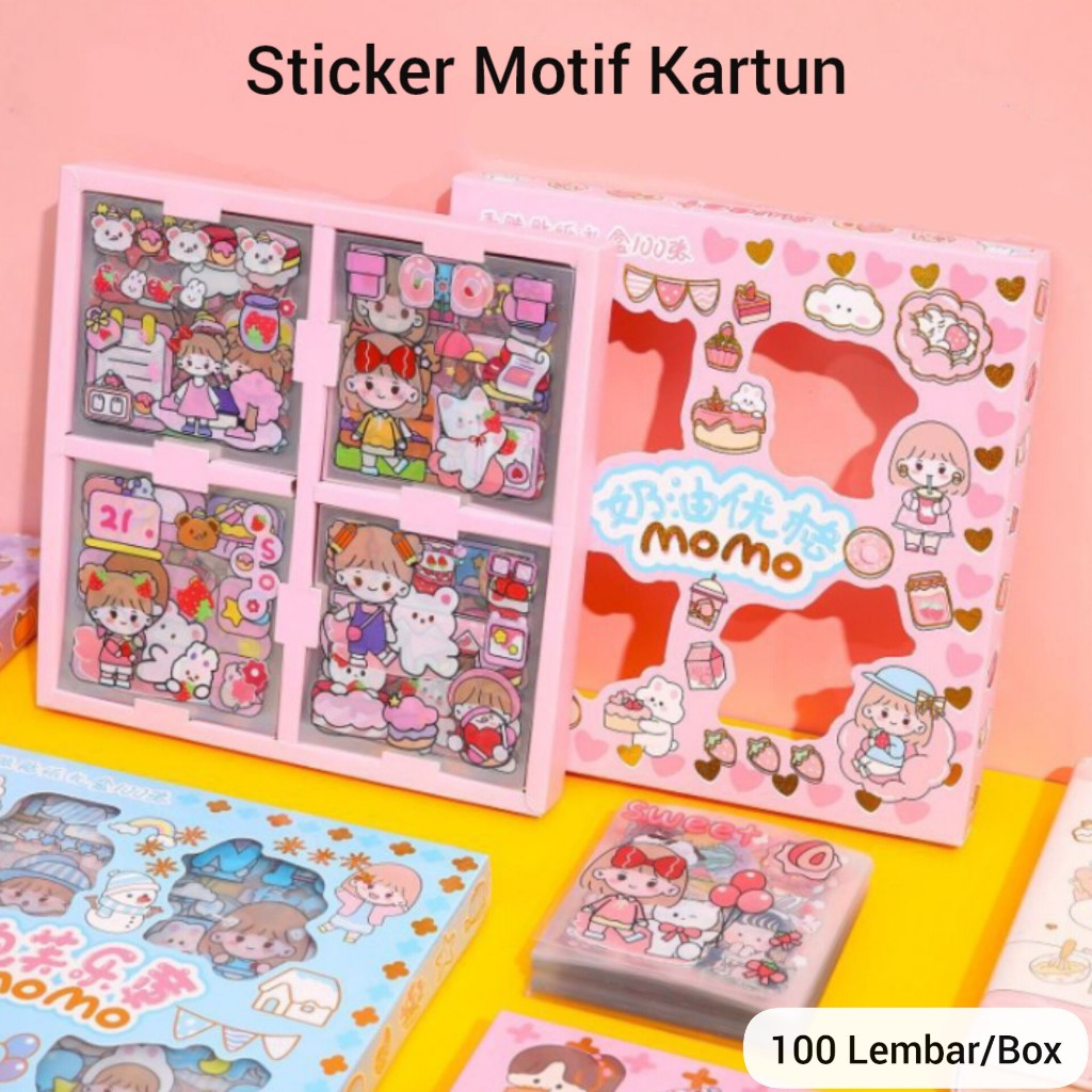 

Sticker Motif Kartun Momo 2D 100 Lembar Stiker Kartun Korea Lucu Dekorasi Handbook Anti Air Waterproof