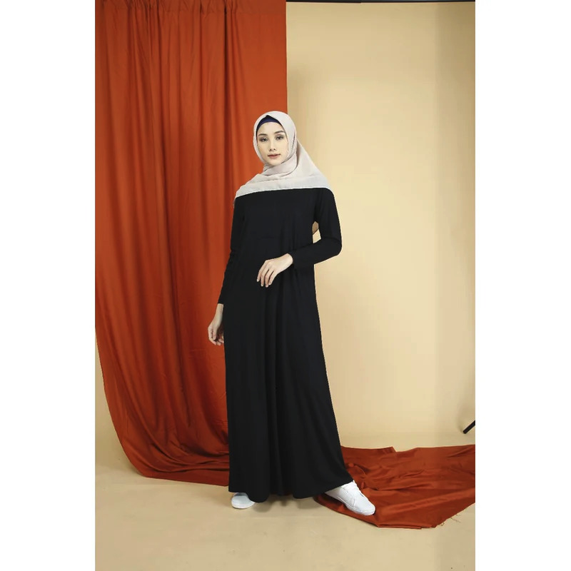 DAUKY Inner Dress Bella - Fashion Muslim Pakaian Muslim Inner Dress Daleman Gamis Bahan Rayon Hitan 