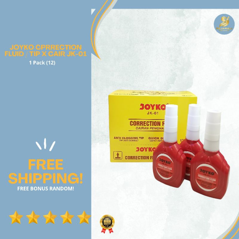 

Tip X Cair Joyko Correction Fluid Eceran 3 Pcs, 5 Pcs & 1 Pack | 1 Pack (12) | JK-01