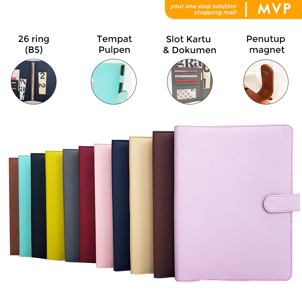 

MVP Binder Polos Eksklusif B5 26 Ring Buku Agenda Kuliah Kantor Bahan Kulit Sintetis