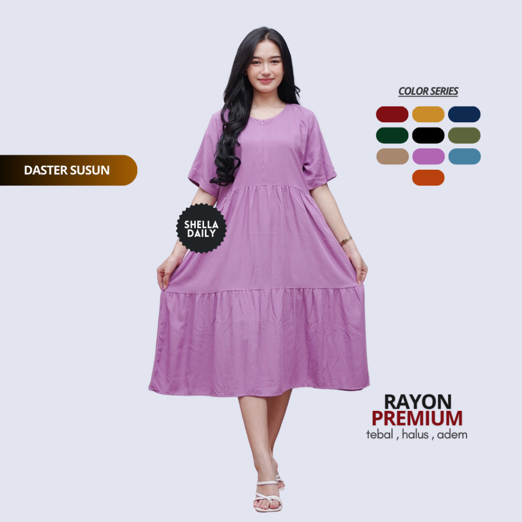 Daster Kanaya Susun Polos Premium