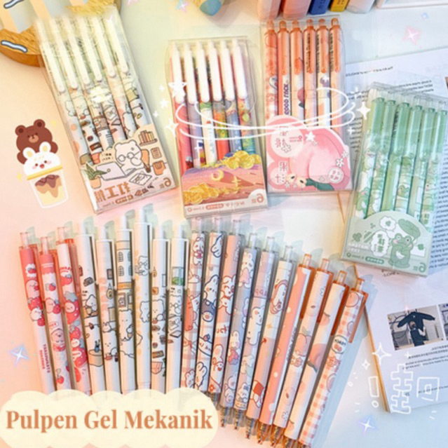 

PULPEN GEL MEKANIK ISI 6 PCS KARAKTER LUCU