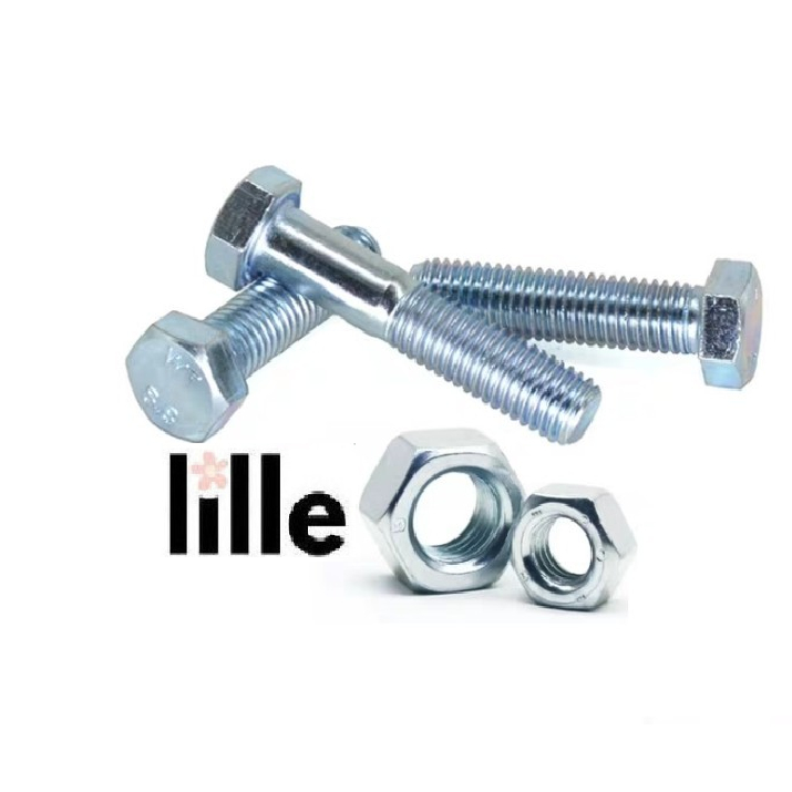 Mur Baut Putih m 20 x 60 mm Hex Bolt Nut Galvanis M20 x 6 cm Baut Kepala Hexagonal Kunci 30 mm