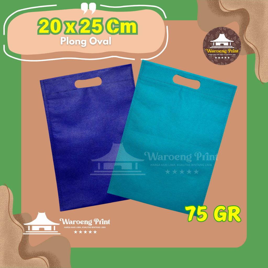 

TAS SPUNBOND PLONG (OVAL) 20X25 CM 75GR POLOS UNTUK TAS SOUVENIR, SYUKURAN, MENGENANG, PROMOSI, BANSOS,DLL