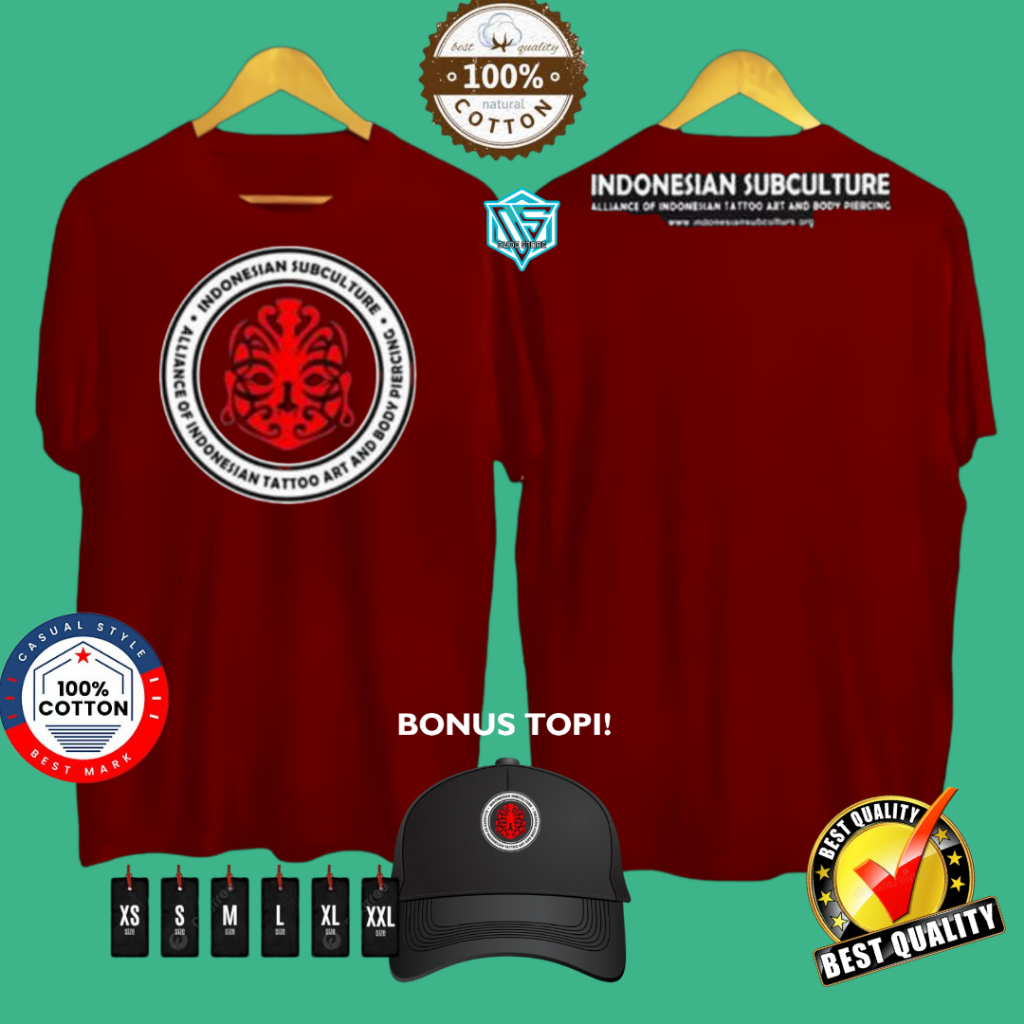 KAOS DISTRO MASBERTO SUBCULTURE INDONESIAN BONUS TOPI JARING HITAM