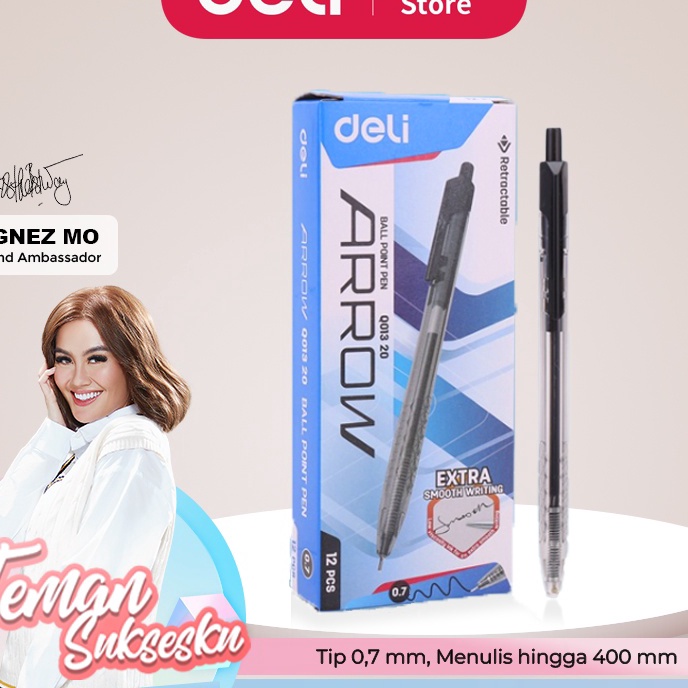 

KF7 Deli Pulpen Ball pen Cetek 7mm Hitam 12pcsbox Halus Smooth EQ13X