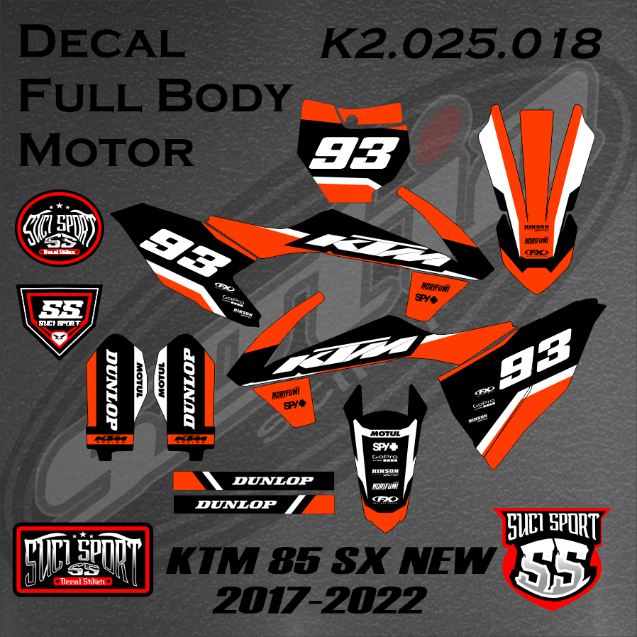DECAL KTM 85 SIXDAY 2017-2022 FULL BODY, KTM SX, KTM 85 NEW, DESAIN FREE CUSTOM BARU (K2.025.018)