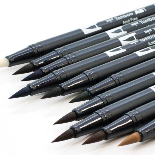 

Hemat TOMBOW ABT DUAL BRUSH PEN SHADES OF GREY BLACK COLORLESS BLENDER