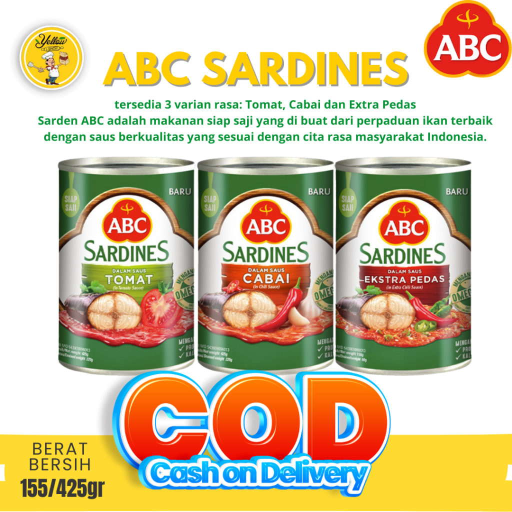 

Sarden ABC Sardines Tomat Cabai Extra Pedas 155/425gr