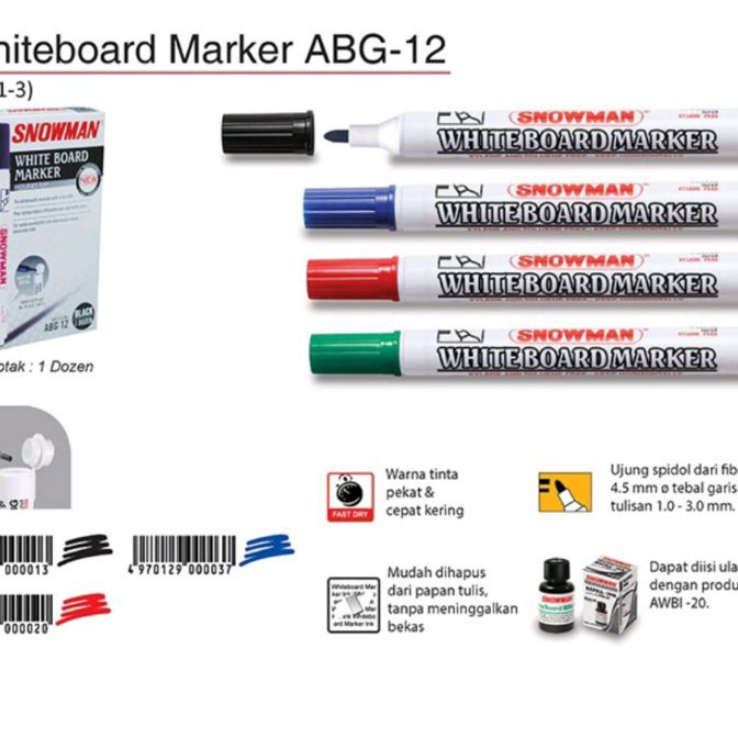 

Kilat Spidol snowman whiteboard ABG12 1pak12pcs
