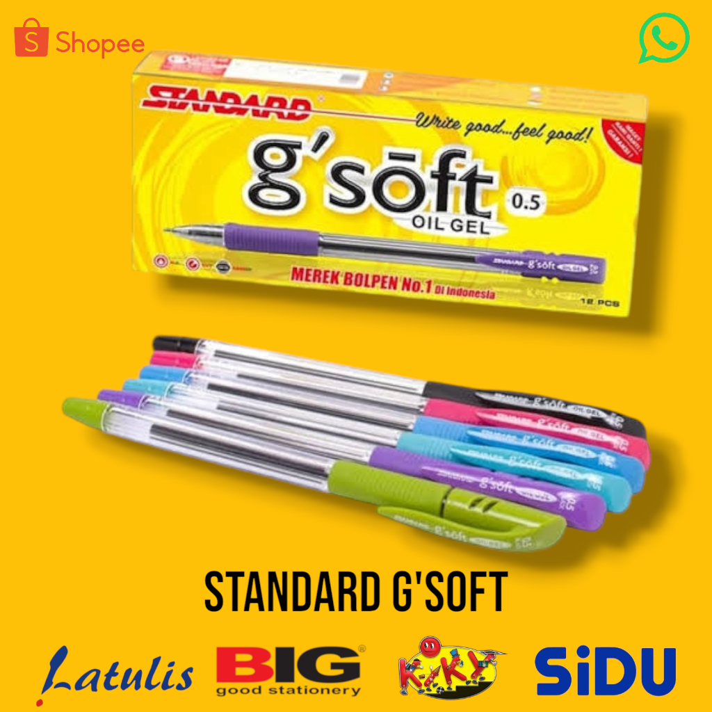 

Standard Pen G'Soft 0.5 Pulpen GSOFT Bolpen Ballpoint Standard / Per Lusin