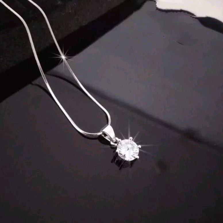 Kalung Wanita Titanium Asli Mata putih mewah 45 cm