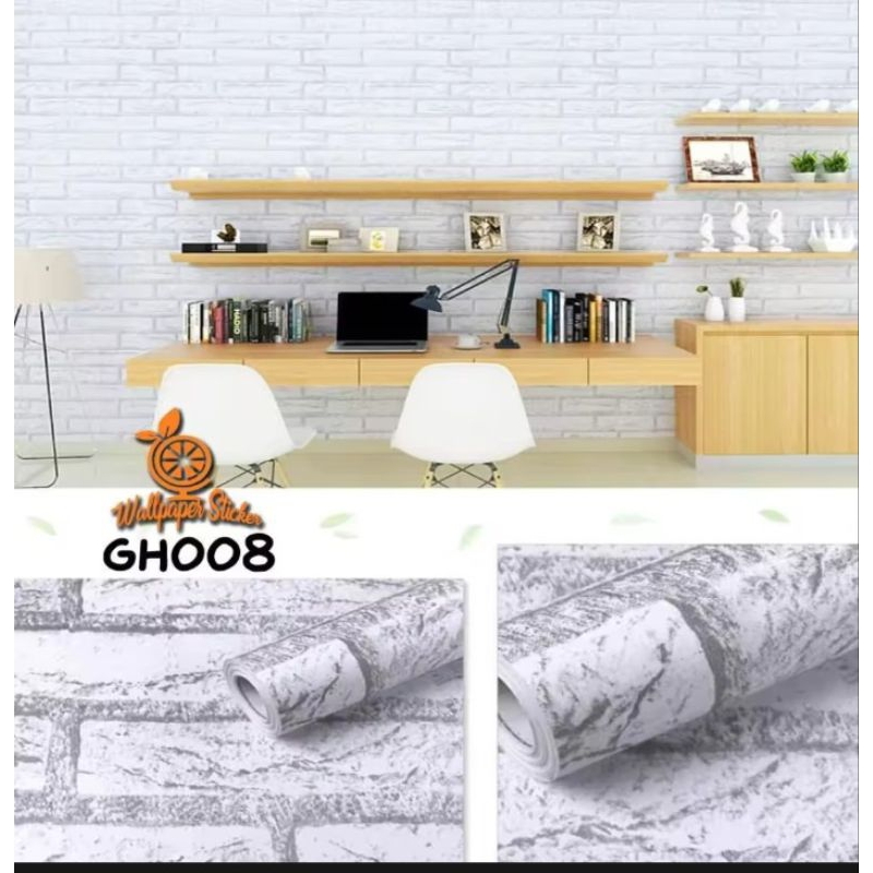 Wallpaper Dinding Motif Bata Gh008 / cy1135 Ukuran 45cmx 10m Wallsticker Embos Polos Premium Pvc