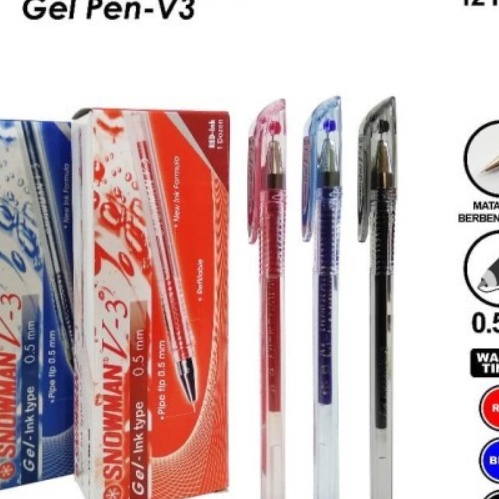 

KI3 PULPEN SNOWMAN GEL V3 PEN BOLPOIN SNOWMAN V3 5 7 mm 12 pcs