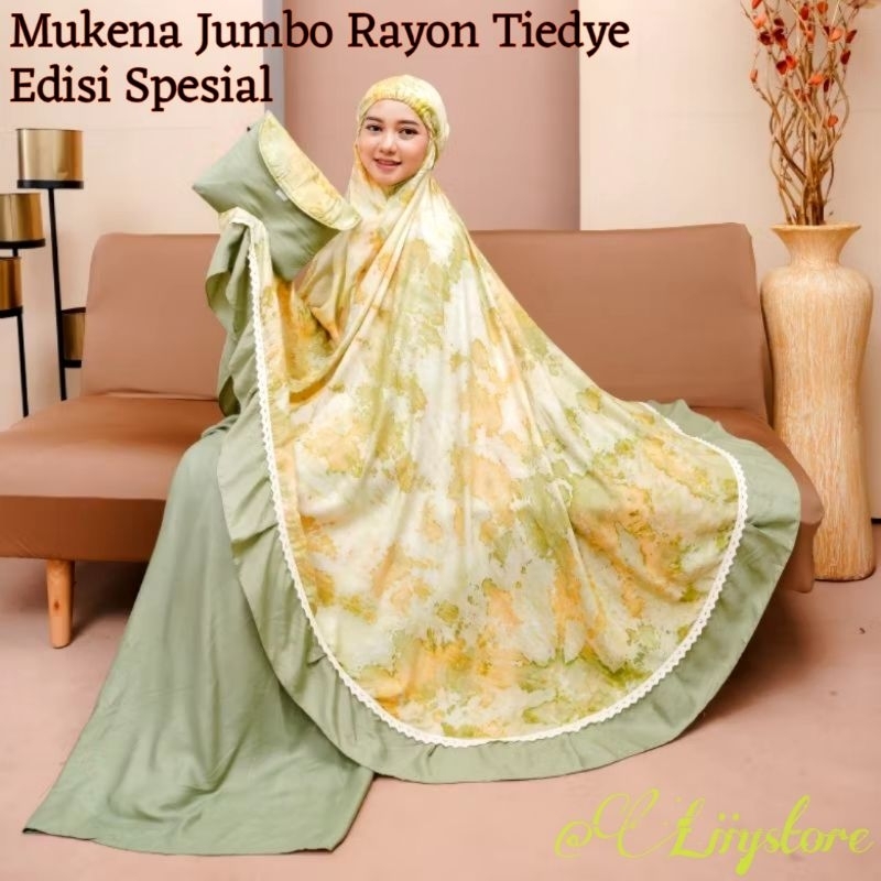 SETELAN MUKENA DEWASA RAYON SUPER TIEDYE DENGAN RENDA UK. JUMBO EDISI SPESIALPREMIUM FREE TAS TRAVEL