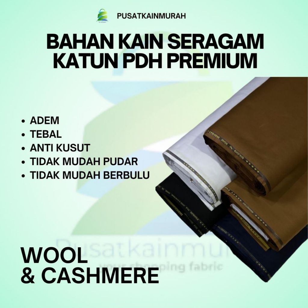 BAHAN KAIN PEMDA KATUN WOOL AND CASHMERE SUPER PREMIUM BAKAL KAIN DINAS PNS, ASN, FORMAL ADEM MURAH
