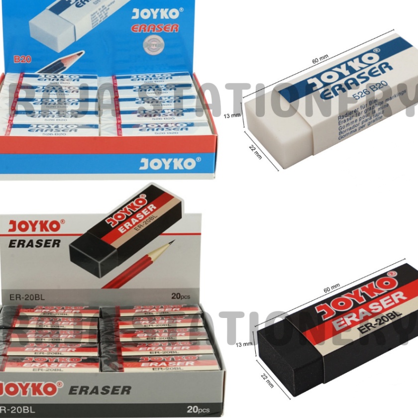 

Hemat JOYKO ERASER BLACK WHITE PENGHAPUS JOYKO PUTIH HITAM UJIAN B2 22PCS