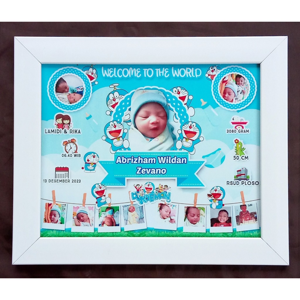 Biodata Bayi Pigora Kaca / biodata bayi bingkai kaca / biodata bayi frame kaca / cetak biodata 10R b