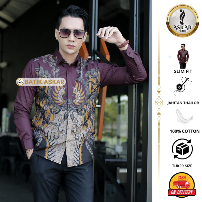 Askar Batik Motif Fahmi Batik Pria Slimfit Lengan Panjang Full Furing Bahan Katun Primisima Premium 