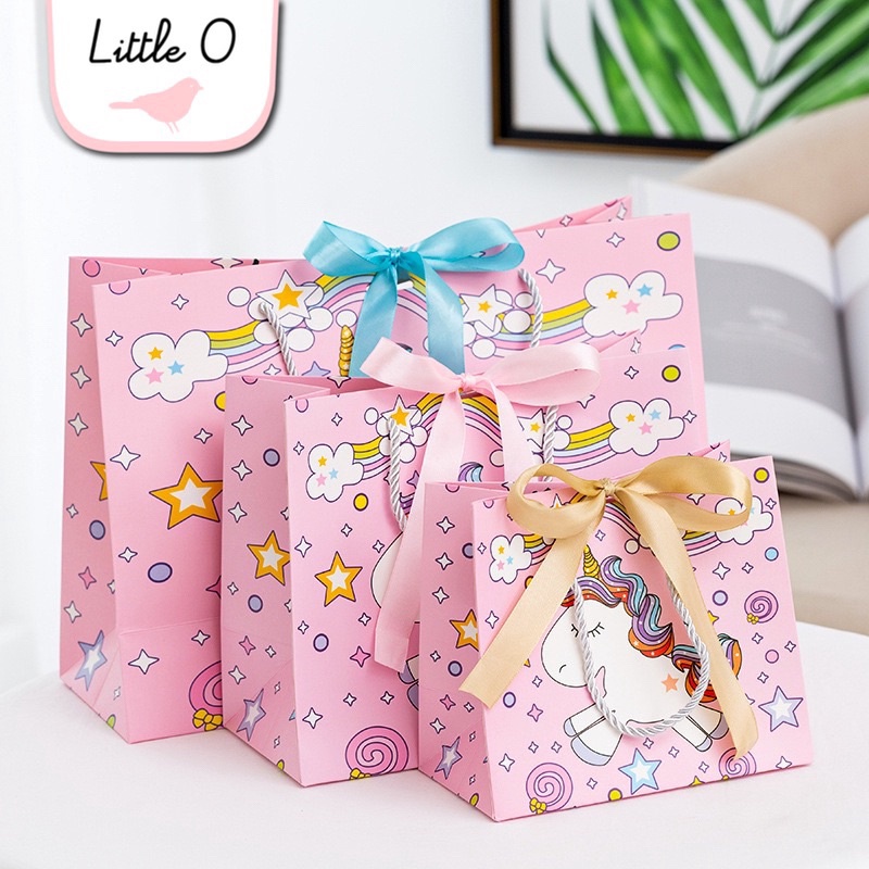 

Hemat 15 Online PINK UNICORN Paperbag Kantong Kertas Tas Ulang Tahun Birthday Goodie Bag Paper bag murah A6