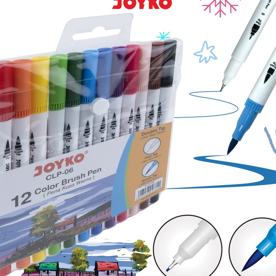 

KP8 Color Brush Pen Pena Kuas Warna Joyko CLP6 12 Warna Color