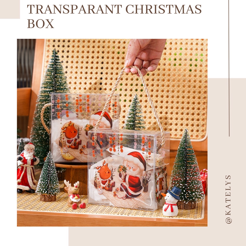 

Hemat Bundling Kotak Hadiah Natal Transparan Box Hadiah Natal Santa Gift Box A2