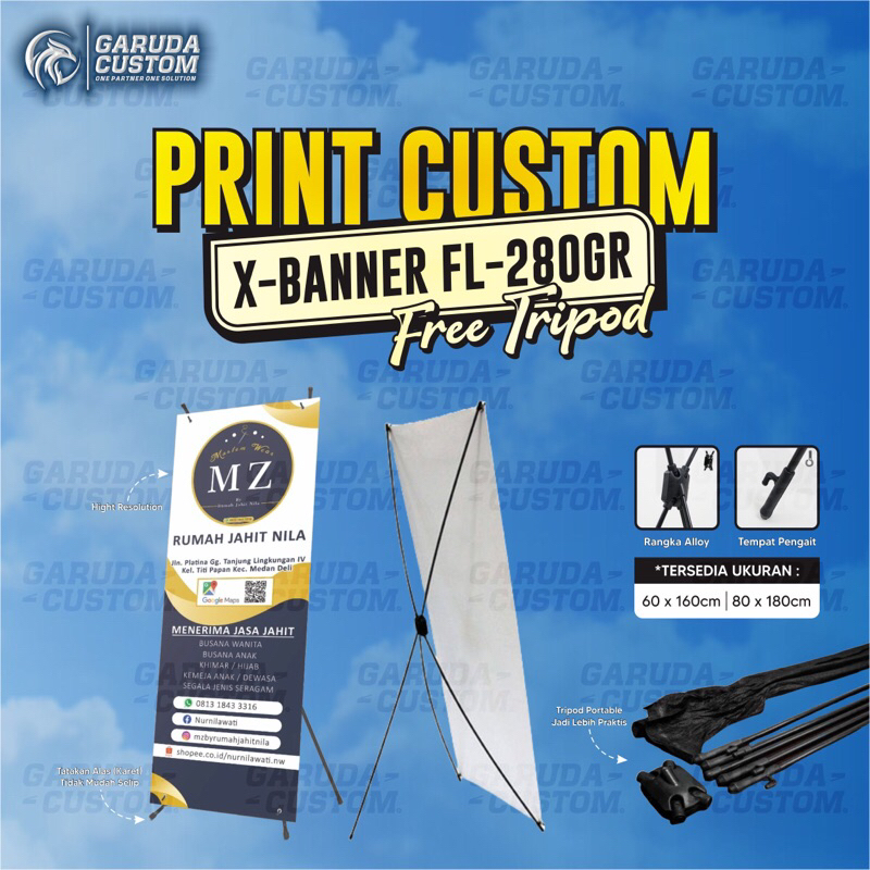 X Banner Custom | Cetak X Banner 60 x 160cm | X Banner Wedding | Banner Custom | Y Banner | Stand Ba