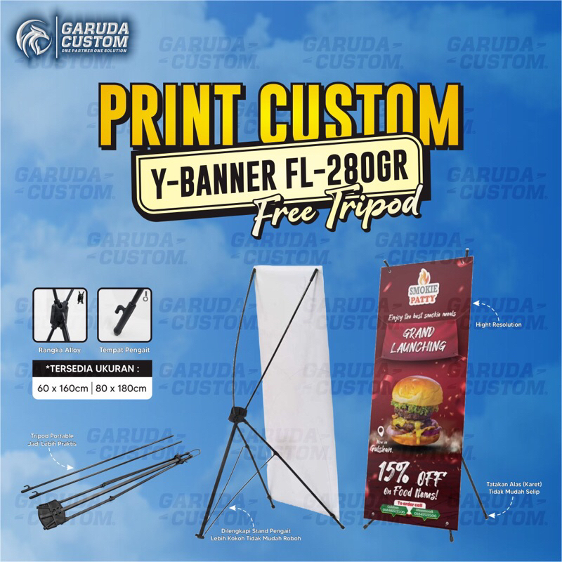 Y Banner Custom | Cetak Y Banner | Y Banner 60 x 160cm | Banner Custom | X Banner | Standing Banner
