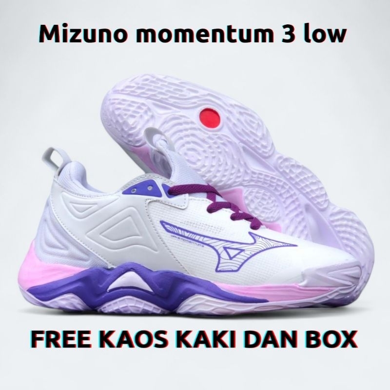 Sepatu Mizuno Momentum 3 Low Wanita Sepatu Voly Terlaris Sepatu Volly Ukuran 36 37 Sepatu Voli indor