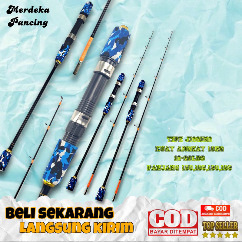 joran pancing benjiro bawal jig jigging ultralight bahan fiber solid padat kaku 165 180cm