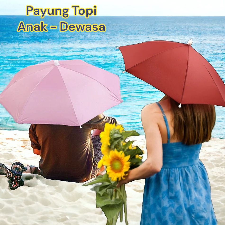 Lebih Hemat Topi Payung Mancing Payung Kepala Caping Berkebun Dewasa AnakAnak Anti UV Besar 5 6 cm