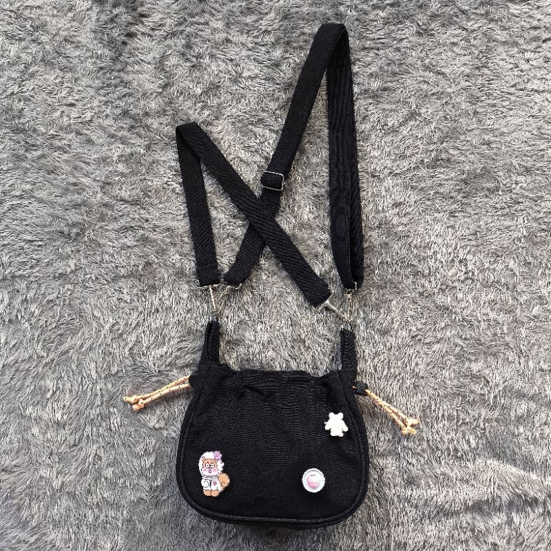 Tas Slingbag Villya & Shoulder Bag Tas Mini Serut Bahan Kanvas Tas Slingbag bahu wanita