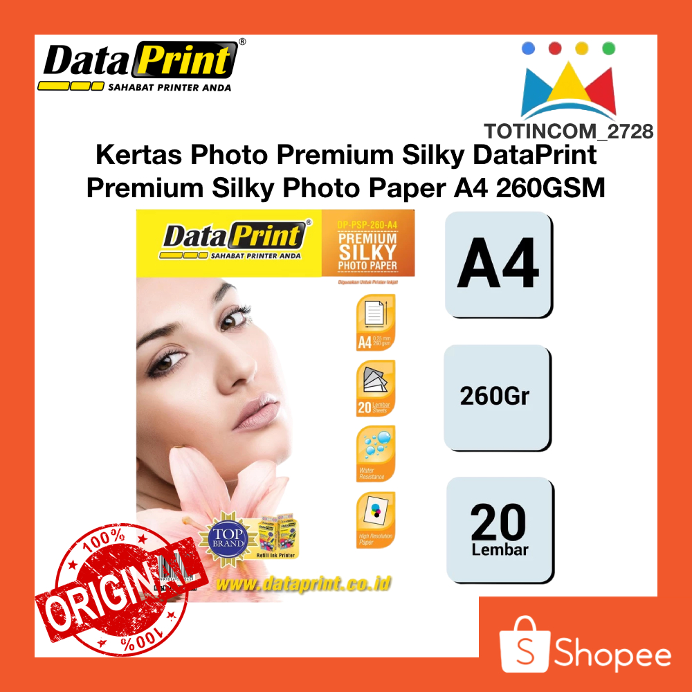 

DataPrint Silky 260gsm kertas foto doff dengan tekstur kulit jeruk ukuran a4 isi 20 lembar