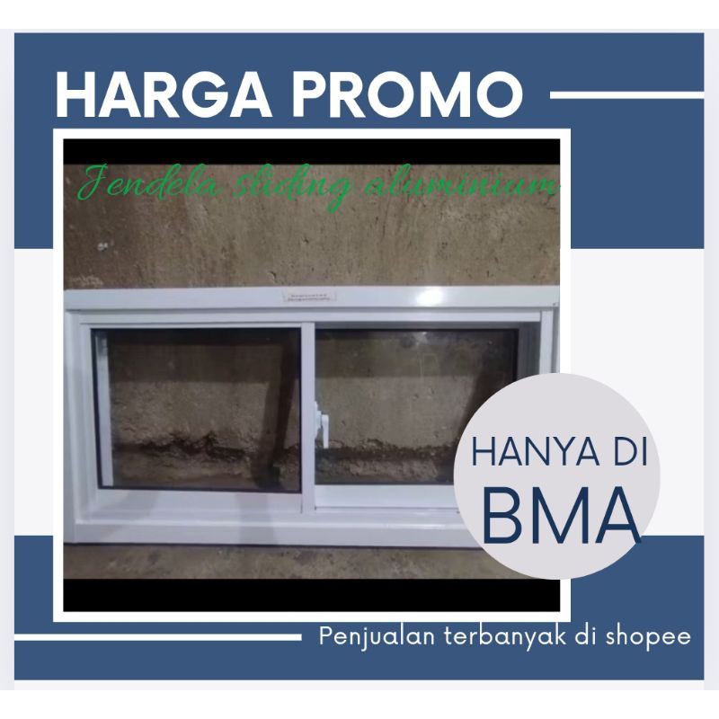 jendela aluminium sliding geser 50x100 murah promo