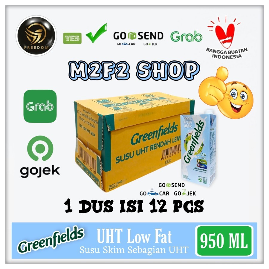 

Greenfields Low Fat Milk | Susu UHT Kotak Rasa Skim Rendah Lemak - 950 ml Kemasan Karton (Khusus Gosend/Grab)