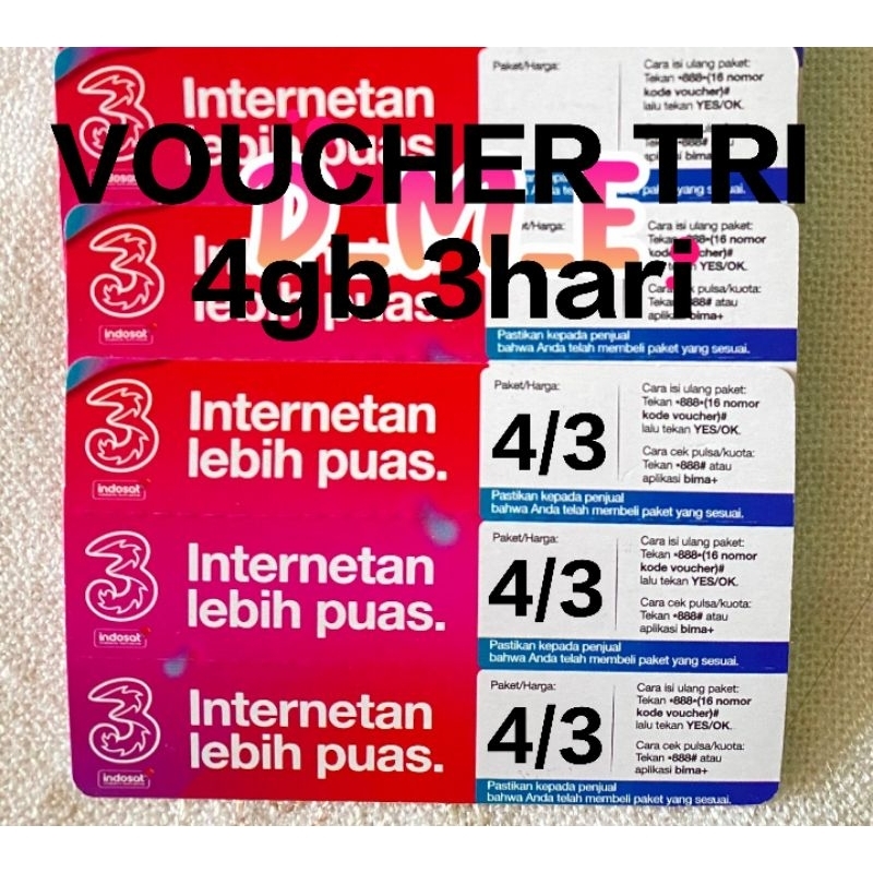 VOUCHER 3 | TRI 4GB 3HARI | PROMO 3